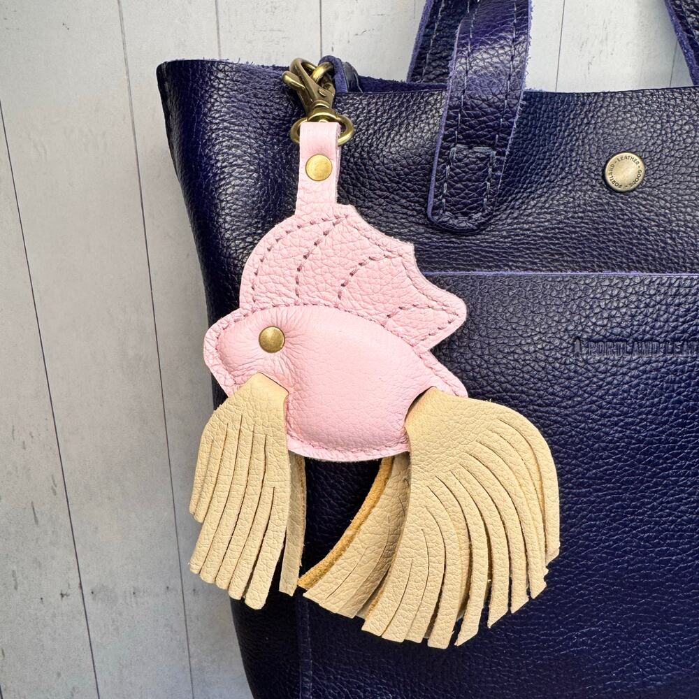 Portland Leather Betta Fish Purse Charm PINKABOO Fish Bag Charm Leather